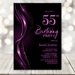 Invitación Fiesta de cumpleaños número 55 con estilo negro y 
