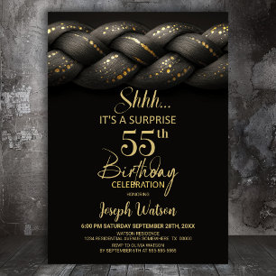 Invitación Fiesta de cumpleaños número 55 de Gray Gold Braid