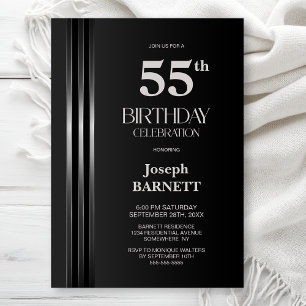 Invitación Fiesta de Cumpleaños número 55 Gris Oscuro con Ray