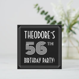 Invitación Fiesta de Cumpleaños número 56: Estilo Art Deco co