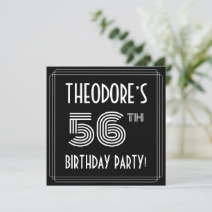 Invitación Fiesta de Cumpleaños número 56: Estilo Art Deco co