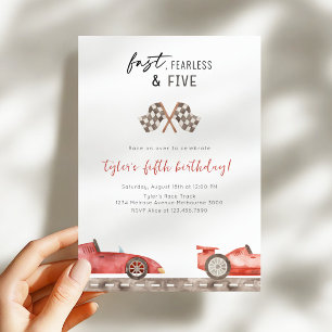 Invitación Fiesta de cumpleaños número 5 de Coche de Carreras