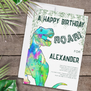 Invitación Fiesta de cumpleaños número 5 de Dinosaur Roar