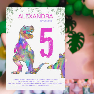 Invitación Fiesta de cumpleaños número 5 de dinosaurio para n