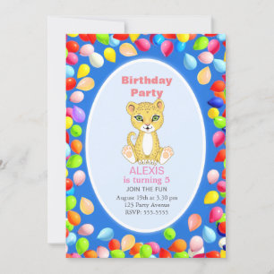 Invitación Fiesta de cumpleaños número 5 de Guepardo Lindo y