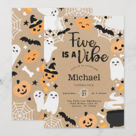 Invitación Fiesta de cumpleaños número 5 de Halloween Ghost P