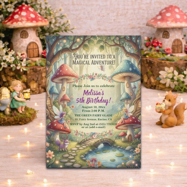 Invitación Fiesta de cumpleaños número 5 de las hadas del bos (Subido por el creador)