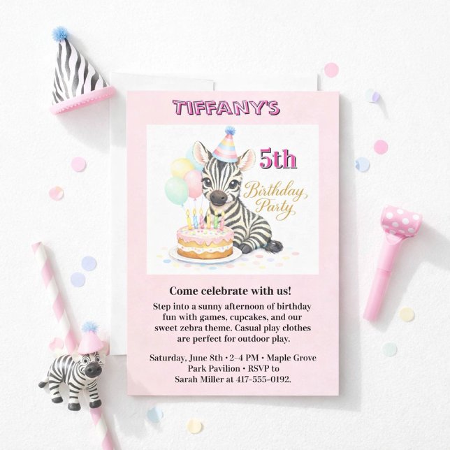 Invitación Fiesta de cumpleaños número 5 de niña con invitaci (Subido por el creador)