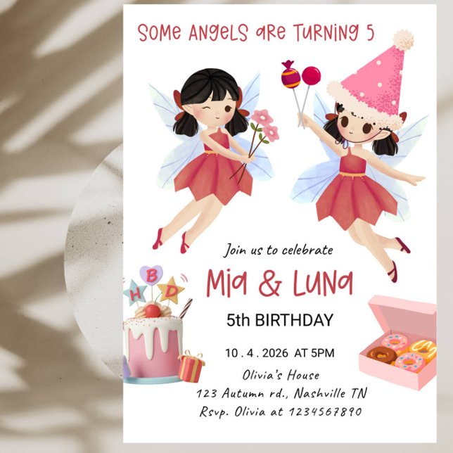 Invitación Fiesta de cumpleaños número 5 de Pink Angel (Subido por el creador)