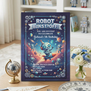 Invitación Fiesta de cumpleaños número 5 de Robots en el Espa
