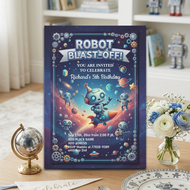 Invitación Fiesta de cumpleaños número 5 de Robots en el Espa (Subido por el creador)