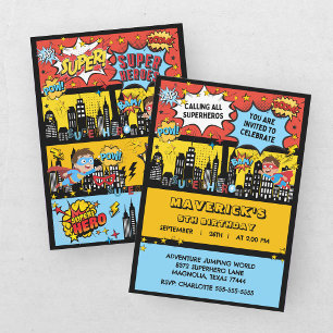 Invitación Fiesta de cumpleaños número 5 de Superhero Boys