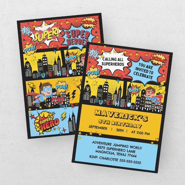 Invitación Fiesta de cumpleaños número 5 de Superhero Boys (Subido por el creador)