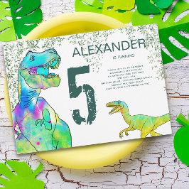 Invitación Fiesta de Cumpleaños número 5 de T-Rex Velocirapto
