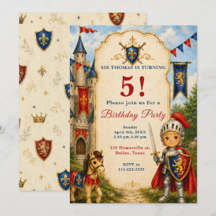 Invitación Fiesta de cumpleaños número 5 del Caballero Mediev