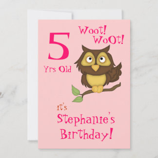Invitación Fiesta de cumpleaños número 5-lechuza + pasteles/h