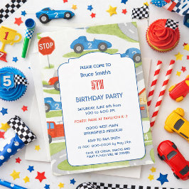 Invitación Fiesta de Cumpleaños Número 5 Niño Carro de Carrer