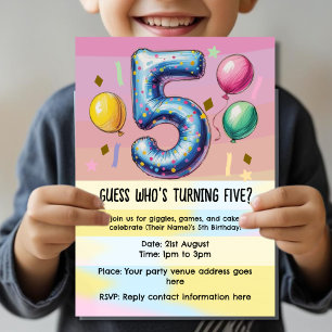 Invitación fiesta de cumpleaños número 5 sin tema