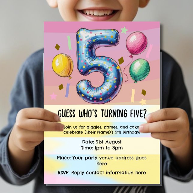 Invitación fiesta de cumpleaños número 5 sin tema (Subido por el creador)