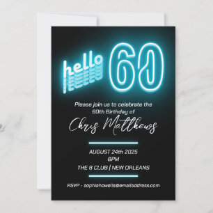 Invitación Fiesta de cumpleaños número 60 azul