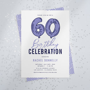 Invitación Fiesta de cumpleaños número 60 azul
