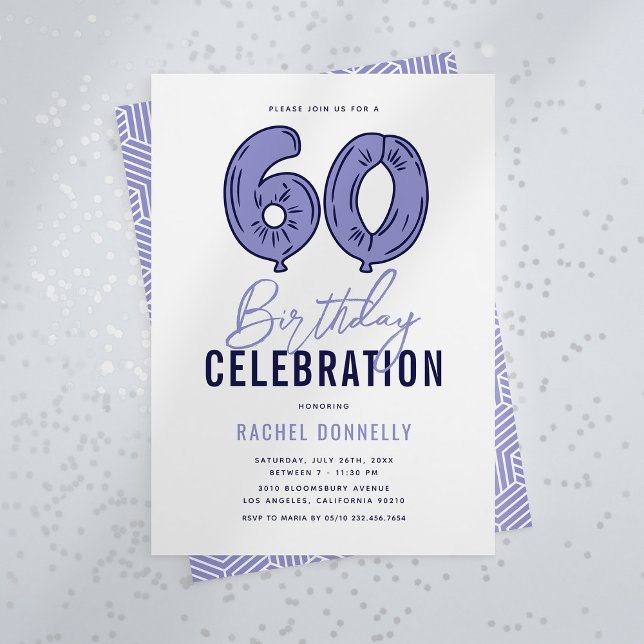 Invitación Fiesta de cumpleaños número 60 azul (Subido por el creador)