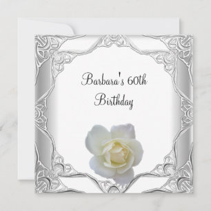 Invitación Fiesta de cumpleaños número 60 con encaje plateado