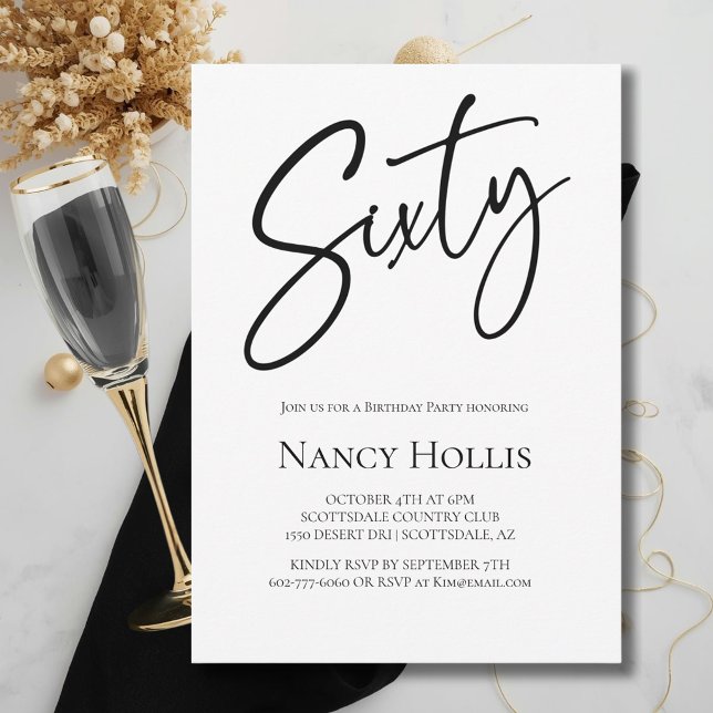 Invitación Fiesta de cumpleaños número 60 con letra moderna e (Subido por el creador)