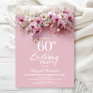 Invitación Fiesta de Cumpleaños número 60 con tema de Orquíde