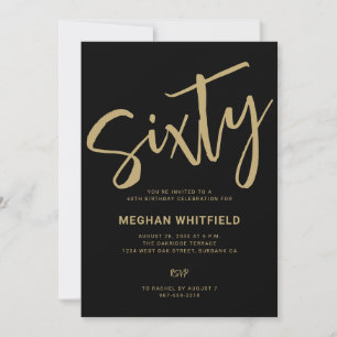 Invitación Fiesta de cumpleaños número 60 con tipografía mode