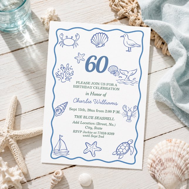 Invitación Fiesta de cumpleaños número 60 con vida marina dib (Subido por el creador)