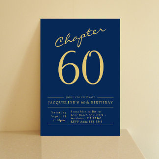 Invitación Fiesta de cumpleaños número 60 de Blue Gold