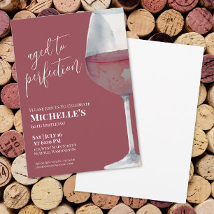 Invitación Fiesta de Cumpleaños número 60 de color Rojo Vino