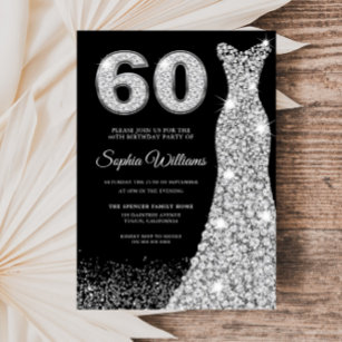 Invitación Fiesta de cumpleaños número 60 de Diamond Sparkle 