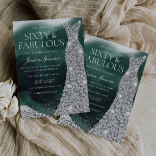 Invitación Fiesta de cumpleaños número 60 de Emerald Green y