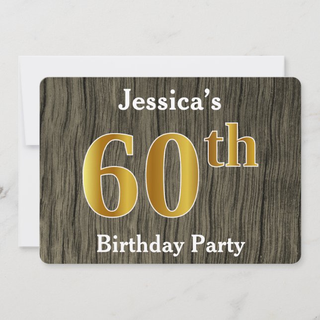 Invitación Fiesta de cumpleaños número 60 de Faux Gold; nombr (Anverso)