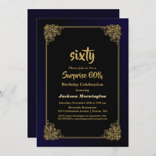 Invitación Fiesta de cumpleaños número 60 de Gold Border Surp