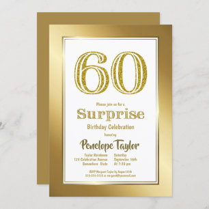 Invitación Fiesta de cumpleaños número 60 de Gold Border Surp