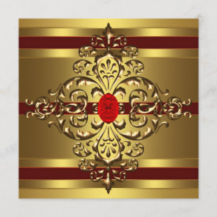 Invitación Fiesta de cumpleaños número 60 de Gold Ruby Red Wo