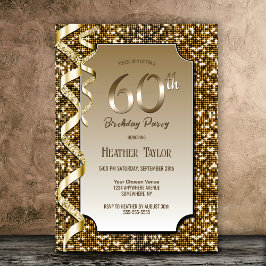 Invitación Fiesta de cumpleaños número 60 de Gold Sequins