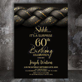 Invitación Fiesta de cumpleaños número 60 de Gray Gold Braid