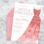 Invitación Fiesta de cumpleaños número 60 de la Espuma de Oro<br><div class="desc">Rosa Dorado Sparkle Vestido 60 cumpleaños fiesta 60 y fabulosas variaciones de invitación a la invitación y artículos coincidentes en nuestra tienda</div>