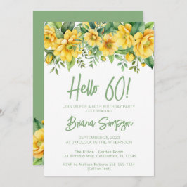 Invitación Fiesta de cumpleaños número 60 de la floral verde 