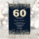 Invitación Fiesta de cumpleaños número 60 de la Marina y el O<br><div class="desc">Invitación a la fiesta de cumpleaños número 60 de los hombres de la Marina y el Oro,  bella Purpurina de oro de Faux Confetti. Colección coincidente en Nicho y tienda Nest. Diseño Cortesía de Studio Dinamarca</div>