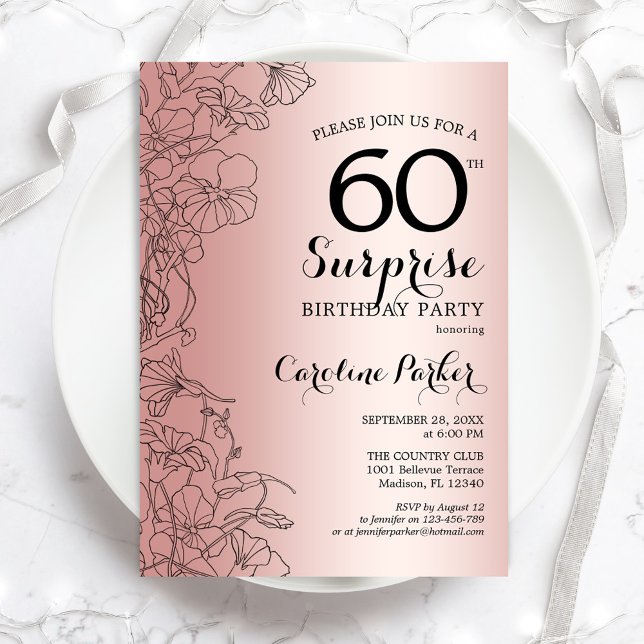 Invitación Fiesta de cumpleaños número 60 de la Rosa Gold Sur (Subido por el creador)