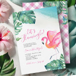 Invitación Fiesta de cumpleaños número 60 de las hojas tropic<br><div class="desc">Esta divertida invitación a la fiesta de cumpleaños número 60 incluye las palabras "Let's Flamingle" con el nombre del invitado de honor puesto en una moderna tipografía escrita a mano con detalles del evento en un clásico tipo de letra serif. Una réplica de mi flamingo rosa de la acuarela original...</div>