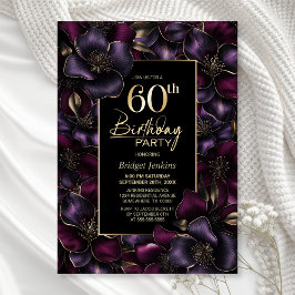 Invitación Fiesta de cumpleaños número 60 de Morado y Floral 
