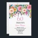 Invitación Fiesta de cumpleaños número 60 de mujeres invita a<br><div class="desc">Fiesta de cumpleaños número 60 Invitar flores rosas Ver colección de coincidencias en la tienda Diseño Cortesía de www.createthecut.com</div>