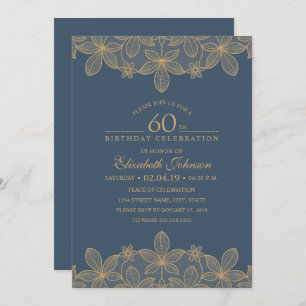 Invitación Fiesta de cumpleaños número 60 de Navy Blue