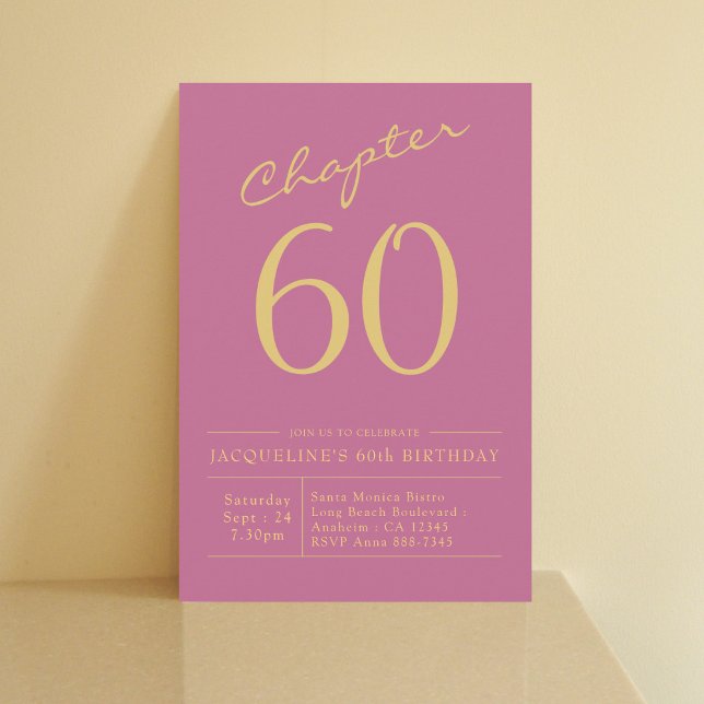 Invitación Fiesta de cumpleaños número 60 de Oro Rosado (Subido por el creador)